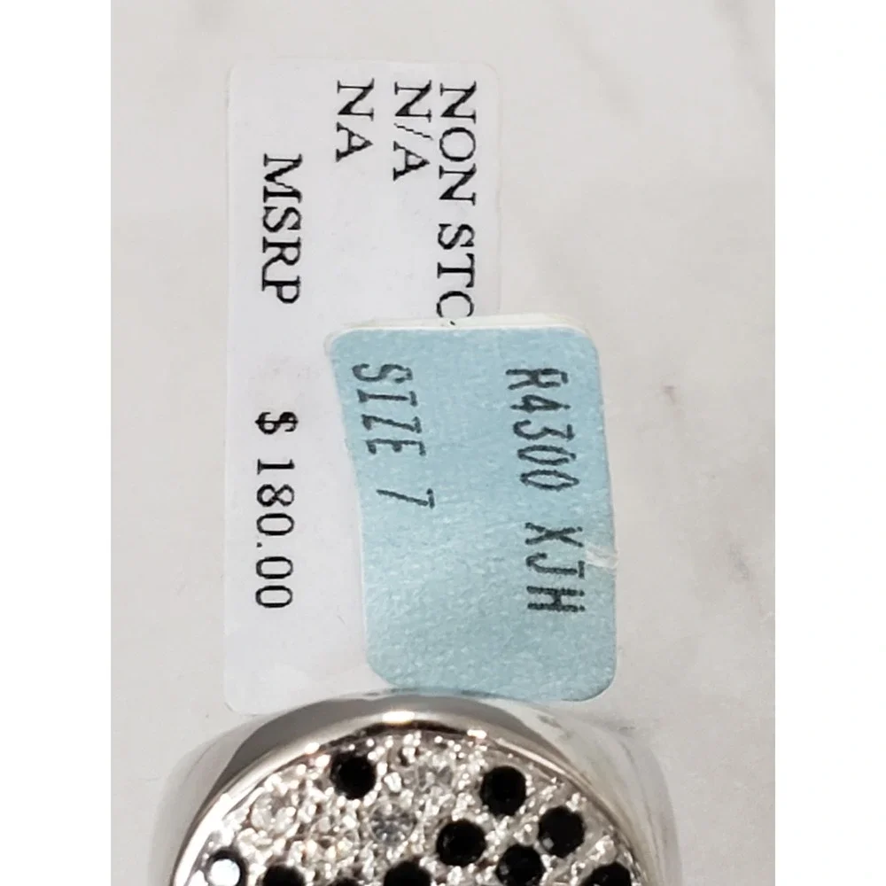 NEW LAUREN G ADAMS circle black white round art deco cluster pave ring cocktail